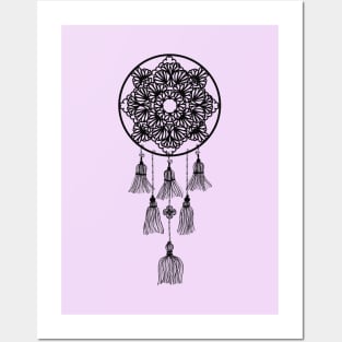 Black dreamcatcher over blue Posters and Art